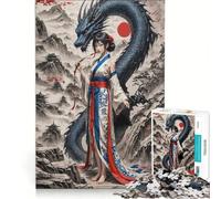 Rompecabezas para Adolescentes de 1000 Piezas Geisha, la susurradora de Dragones, Juguete Educativo, Ideal para la diversión Familiar, cumpleaños y Navidad 38x52cm