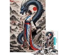 Rompecabezas para Adolescentes de 1000 Piezas Geisha la susurradora de Dragones Rompecabezas para Adultos Juegos Divertidos para Mejorar la Memoria cumpleaños y Navidad (38x52cm)