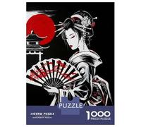 Rompecabezas para Adolescentes De 1000 Piezas Geisha with Fan in Black and White Rompecabezas para Adultos Juguete Decoración De Pared Corte De Precisión para Cumpleaños, Navidad 52x38cm/1000pcs
