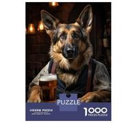 Rompecabezas para Adolescentes De 1000 Piezas German Shepherd in The Pub Rompecabezas para Adultos Juguete Decoración De Pared Decoración del Hogar Juego Desafiante Regalos 52x38cm/1000pcs