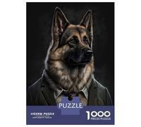 Rompecabezas para Adolescentes De 1000 Piezas German Shepherd Mens Suit Rompecabezas para Adultos Juego De Ingenio Alivia El Estrés Ayuda A Ejercitar El Cerebro 38x26cm/1000pcs