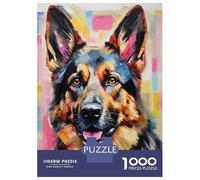 Rompecabezas para Adolescentes De 1000 Piezas German Shepherd Painting Art Print Rompecabezas para Adolescentes Juegos Relajantes Decoración Perfecta Regalos De Cumpleaños Y Únicos 52x38cm/1000pcs
