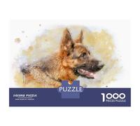 Rompecabezas para Adolescentes De 1000 Piezas German Shepherd Watercolor Rompecabezas para Adultos Juegos Divertidos Decoración De Pared 52x38cm/1000pcs