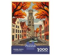 Rompecabezas para Adolescentes De 1000 Piezas Ghent, Belgium Autumn Canal Scene Rompecabezas DIY Juguetes Vacaciones En Casa Matar El Tiempo Cumpleaños Y Navidad 38x26cm/1000pcs