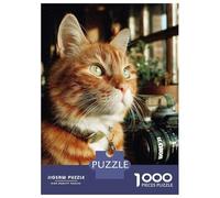 Rompecabezas para Adolescentes De 1000 Piezas Ginger Cat Portrait with Camera Rompecabezas para Adultos Juegos Relajantes Regalos para Mujeres Ayuda A Ejercitar El Cerebro 38x26cm/1000pcs