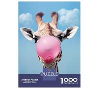 Rompecabezas para Adolescentes De 1000 Piezas Giraffe and Bubble Gum Rompecabezas para Adultos Juegos Divertidos Decoración De Pared 38x26cm/1000pcs