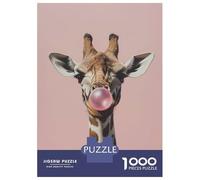 Rompecabezas para Adolescentes De 1000 Piezas Giraffe Blowing Pink Bubble Gum Rompecabezas para Adultos Juguete Decoración De Pared Desafío Difícil 70x50cm/1000pcs