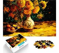 Rompecabezas para Adolescentes de 1000 Piezas Girasol Estilo Vangogh Juguetes educativos con Piezas de Formas aleatorias Que se entrelazan Completamente 38x26cm