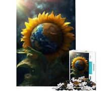 Rompecabezas para Adolescentes de 1000 Piezas Girasol Tierra Galaxia Sol Juegos relajantes Juguetes educativos Regalos de Amigo Invisible Corte de precisión (Tamaño 38x52cm)