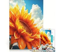 Rompecabezas para Adolescentes de 1000 Piezas Girasol Vibrante contra Cielo Nublado Juego práctico Actividades Familiares Gran Regalo para los Amantes de los Videojuegos 38x26cm