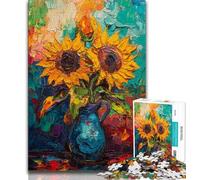 Rompecabezas para Adolescentes de 1000 Piezas: Girasoles en un jarrón Rompecabezas para Adolescentes, un desafío difícil para aliviar el estrés Regalos para el Amigo Secreto (tamaño 38x26cm)