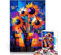 Rompecabezas para Adolescentes de 1000 Piezas Girasoles - Van Gogh reimaginado en un Abstracto Vibrante Juego de ingenio Buen Regalo 75x50cm