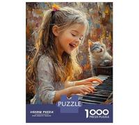 Rompecabezas para Adolescentes De 1000 Piezas Girl Playing Piano with Cat Rompecabezas para Adultos Juegos Familiares Corte De Precisión Regalos Y Cumpleaños Únicos 38x26cm/1000pcs