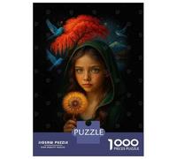 Rompecabezas para Adolescentes De 1000 Piezas Girl with Dandelion and Bluebirds Rompecabezas para Adultos Juegos Familiares Desafío Difícil Regalos De Cumpleaños Y Únicos 38x26cm/1000pcs
