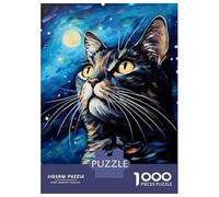 Rompecabezas para Adolescentes De 1000 Piezas Glow in The Dark Cat Wall Art Rompecabezas para Adultos Juegos Relajantes para La Diversión Familiar 52x38cm/1000pcs