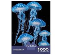 Rompecabezas para Adolescentes De 1000 Piezas Glowing Blue Jellyfish Rompecabezas para Adultos Juego De Ingenio Decoración De Pared Difícil Y Desafiante 38x26cm/1000pcs