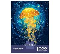Rompecabezas para Adolescentes De 1000 Piezas Glowing Jellyfish in Deep Blue Sea Rompecabezas para Adultos Juguete Decoración De Pared Carrera De Velocidad Manual Desafío Educativo 70x50cm/1000pcs