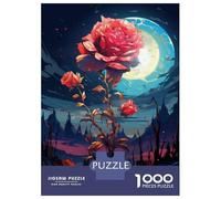 Rompecabezas para Adolescentes De 1000 Piezas Glowing Rose Fantasy Art Print Rompecabezas para Adultos Juegos Relajantes Corte De Precisión Diversión En Casa Actividades, 70x50cm/1000pcs