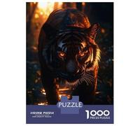 Rompecabezas para Adolescentes De 1000 Piezas Glowing Tiger in The Jungle Rompecabezas Juegos Familiares Carrera De Velocidad Manual Cumpleaños 52x38cm/1000pcs