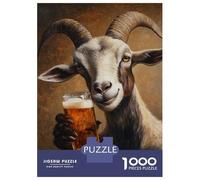 Rompecabezas para Adolescentes De 1000 Piezas Goat with Beer-2 Rompecabezas para Adultos Juegos Relajantes Análisis Y Lógica Cumpleaños 70x50cm/1000pcs