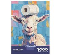 Rompecabezas para Adolescentes De 1000 Piezas Goat with Toilet Paper on Head Rompecabezas para Adolescentes Juego Familiar Desafío Difícil Cumpleaños Y Navidad 52x38cm/1000pcs