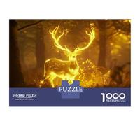 Rompecabezas para Adolescentes De 1000 Piezas Golden Deer Forest Scene Rompecabezas para Adultos Juegos Relajantes Decoración Perfecta Cumpleaños Y Navidad 70x50cm/1000pcs