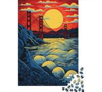 Rompecabezas para Adolescentes De 1000 Piezas Golden Gate Bridge Sunset-4 Rompecabezas para Adultos Juegos Relajantes Mejora La Memoria Desafiante De Completar 38x26cm/1000pcs