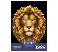 Rompecabezas para Adolescentes De 1000 Piezas Golden Lion Head on Marble Background Rompecabezas para Adultos Juego De Ingenio para Mejorar La Memoria Actividades Divertidas En Casa 52x38cm/1000pcs