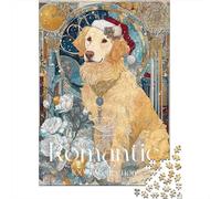Rompecabezas para Adolescentes De 1000 Piezas Golden Retriever Christmas Art Print Rompecabezas para Adultos Juegos Relajantes Desafío Difícil Cumpleaños Y Navidad 52x38cm/1000pcs