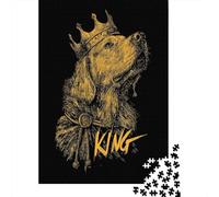 Rompecabezas para Adolescentes De 1000 Piezas Golden Retriever King T-Shirt Rompecabezas para Adultos Juego De Ingenio Decoración De Pared Regalos para Reducir El Estrés 70x50cm/1000pcs