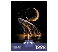 Rompecabezas para Adolescentes De 1000 Piezas Golden Whale Leaping Under Crescent Moon Rompecabezas para Adultos Juego De Ingenio Decoración De Pared Regalos para Reducir El Estrés 70x50cm/1000pcs