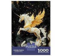 Rompecabezas para Adolescentes De 1000 Piezas Golden Winged Unicorn on Marble Rompecabezas para Adultos Juego De Ingenio Aliviador del Estrés 52x38cm/1000pcs