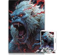 Rompecabezas para Adolescentes de 1000 Piezas: Gorila Albino Enojado con Detalles Rojos Juguete Intelectual para diversión Familiar Regalo de cumpleaños Tamaño 38x26cm