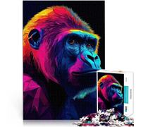 Rompecabezas para Adolescentes de 1000 Piezas Gorila en Colores neón Análisis y lógica con Piezas de Formas aleatorias Que se entrelazan Completamente 52x38cm