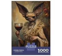Rompecabezas para Adolescentes De 1000 Piezas Gothic Bat Lady with Wine Rompecabezas para Adultos Juego Práctico Pero Divertido Y Humorístico Regalo De Cumpleaños, Regalos, 38x26cm/1000pcs