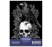 Rompecabezas para Adolescentes De 1000 Piezas Gothic Raven on Skull Rompecabezas para Adultos Juego De Ingenio para Mejorar La Memoria Actividades Divertidas En Casa 52x38cm/1000pcs
