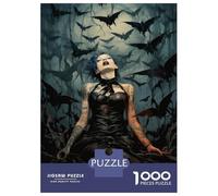 Rompecabezas para Adolescentes De 1000 Piezas Gothic Woman with Bats Rompecabezas para Adolescentes Juegos Relajantes Decoración Perfecta Regalos De Cumpleaños Y Únicos 52x38cm/1000pcs