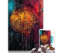Rompecabezas para Adolescentes de 1000 Piezas, Grafiti de Bitcoin, un desafío difícil y antiestrés Cada Pieza es única Juego Familiar desafiante y Divertido 50x75cm