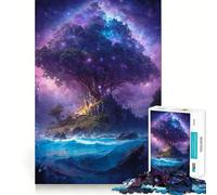 Rompecabezas para Adolescentes de 1000 Piezas Gran árbol en la Isla Encaja a la perfección Arte Juego cognitivo Regalo Juego Lento Arte (50x75cm)