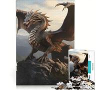 Rompecabezas para Adolescentes de 1000 Piezas: Gran dragón de Bronce en una Colina, Juego de ingenio, desafiante de completar, Toda la Familia 50x75cm