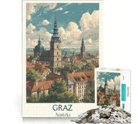 Rompecabezas para Adolescentes de 1000 Piezas, Graz, Austria, Estilo Vintage, Juego Familiar, Actividades Divertidas en casa, Regalo de cumpleaños, Regalos de Viaje 50x75cm