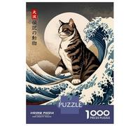 Rompecabezas para Adolescentes De 1000 Piezas Great Wave of Cat Rompecabezas para Adultos Juguetes Antiestrés Arte De Pared Regalos De Cumpleaños Y Únicos 70x50cm/1000pcs