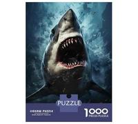 Rompecabezas para Adolescentes De 1000 Piezas Great White Shark Poster Print Rompecabezas para Adultos Juegos De Relajación Decoración Juego Desafiante Regalos 70x50cm/1000pcs
