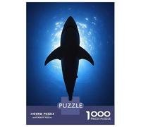 Rompecabezas para Adolescentes De 1000 Piezas Great White Shark Silhouette Rompecabezas para Adultos Juguetes Antiestrés Regalo De Cumpleaños Cumpleaños 52x38cm/1000pcs