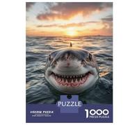 Rompecabezas para Adolescentes De 1000 Piezas Great White Shark Sunset Rompecabezas para Adultos Juegos Relajantes Una Obra De Arte Cumpleaños 52x38cm/1000pcs
