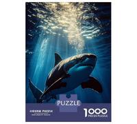 Rompecabezas para Adolescentes De 1000 Piezas Great White Shark Underwater Sunlight Rompecabezas para Adultos Juegos Divertidos Desafío Difícil Regalo De Cumpleaños, Regalos, 70x50cm/1000pcs