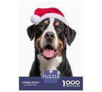 Rompecabezas para Adolescentes De 1000 Piezas Greater Swiss Mountain Dog Wearing Santa Hat Rompecabezas para Adultos Juegos Relajantes Análisis Y Lógica Difícil Y Desafiante 38x26cm/1000pcs