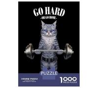 Rompecabezas para Adolescentes De 1000 Piezas Grey Cat Weightlifting Rompecabezas para Adultos Juguetes DIY Pero Divertidos Y Humorísticos Regalos De Cumpleaños Y Únicos 38x26cm/1000pcs