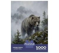 Rompecabezas para Adolescentes De 1000 Piezas Grizzly Bear in Misty Mountain Landscape Rompecabezas Juego De Ingenio Análisis Y Lógica Actividades Divertidas En Casa 52x38cm/1000pcs