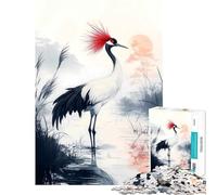 Rompecabezas para Adolescentes de 1000 Piezas Grulla de Cresta roja en el Agua Juegos Familiares desafiantes Juguetes Ideales para Relajarse y divertirse (Tamaño 75x50cm)